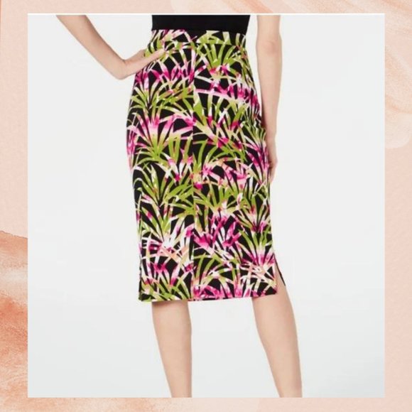 NWT Kasper Avocado Multi Print Midi Skirt - Picture 2 of 4